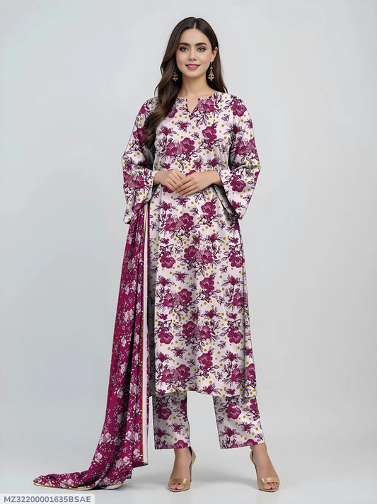 3 Pcs Women's Unstitched Printed Suit
